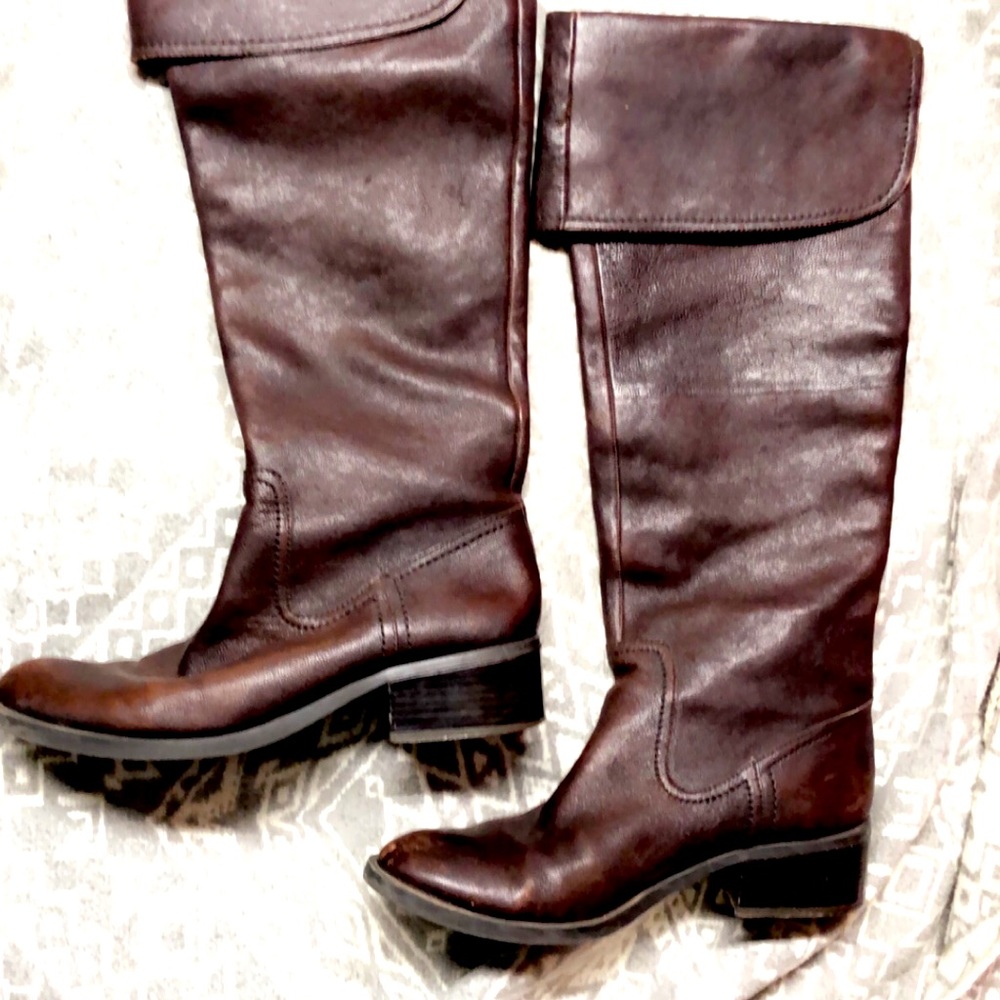 Jessica Simpson 7B dark brown leather knee high boots